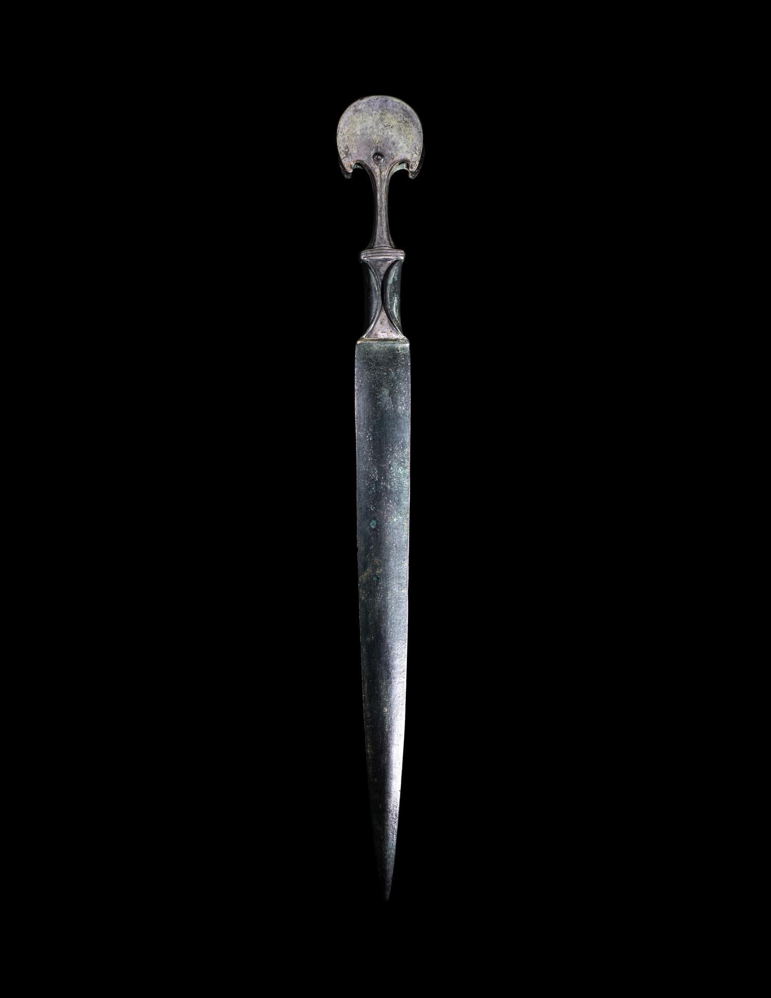 A Luristan Bronze Dagger with Gold and Silver Inlay Hilt