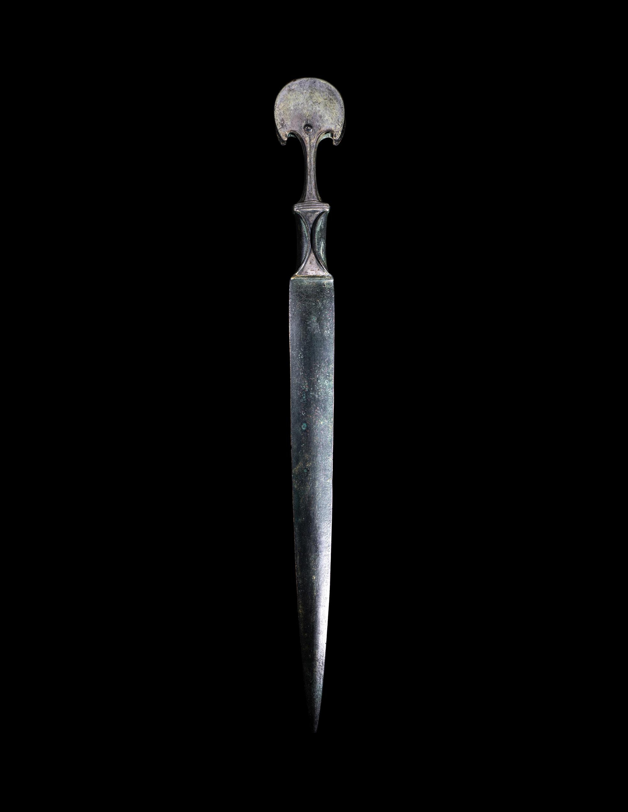 A Luristan Bronze Dagger with Gold and Silver Inlay Hilt
