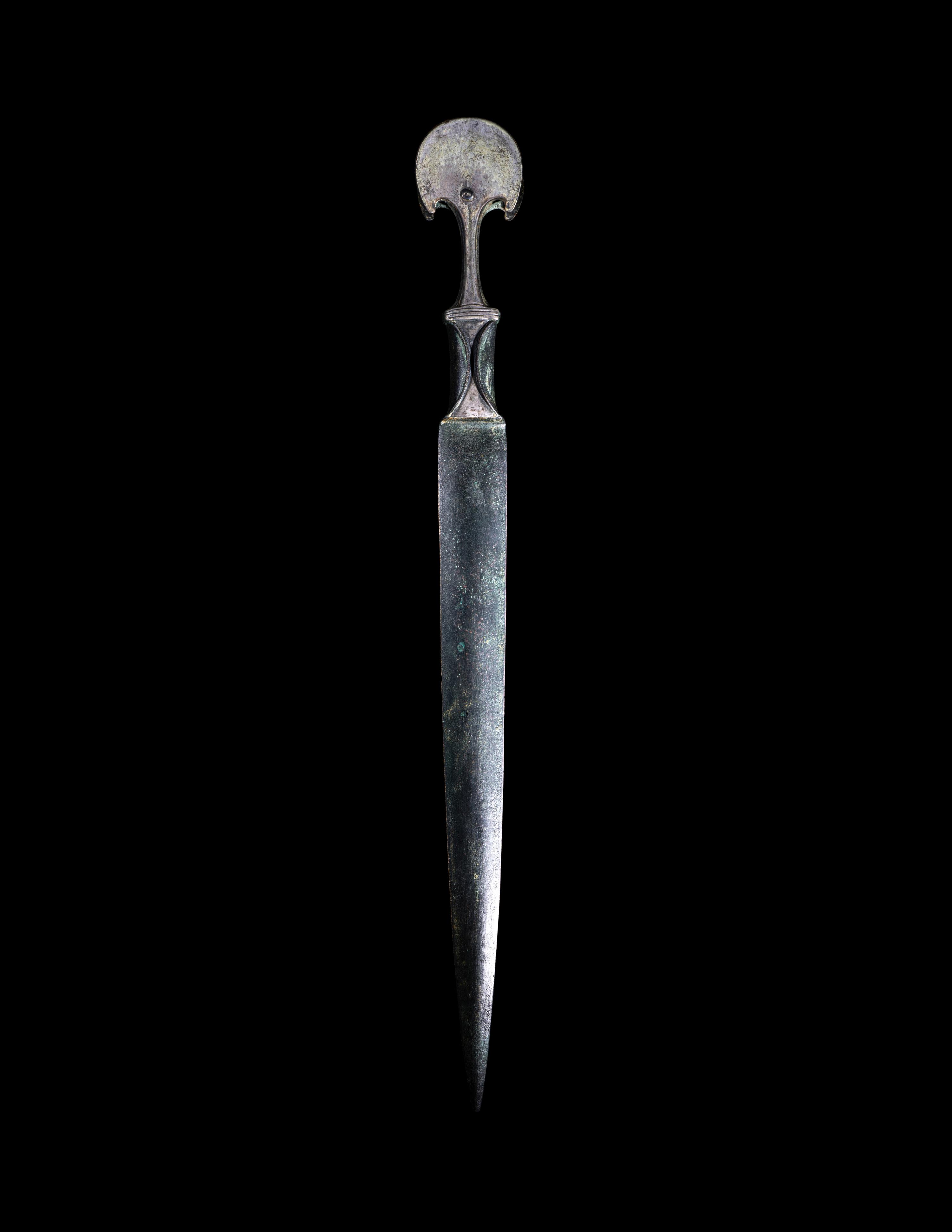 A Luristan Bronze Dagger with Gold and Silver Inlay Hilt
