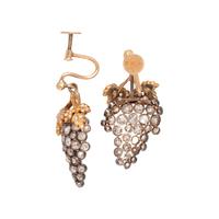 ANTIQUE, DIAMOND GRAPE MOTIF EARCLIPS