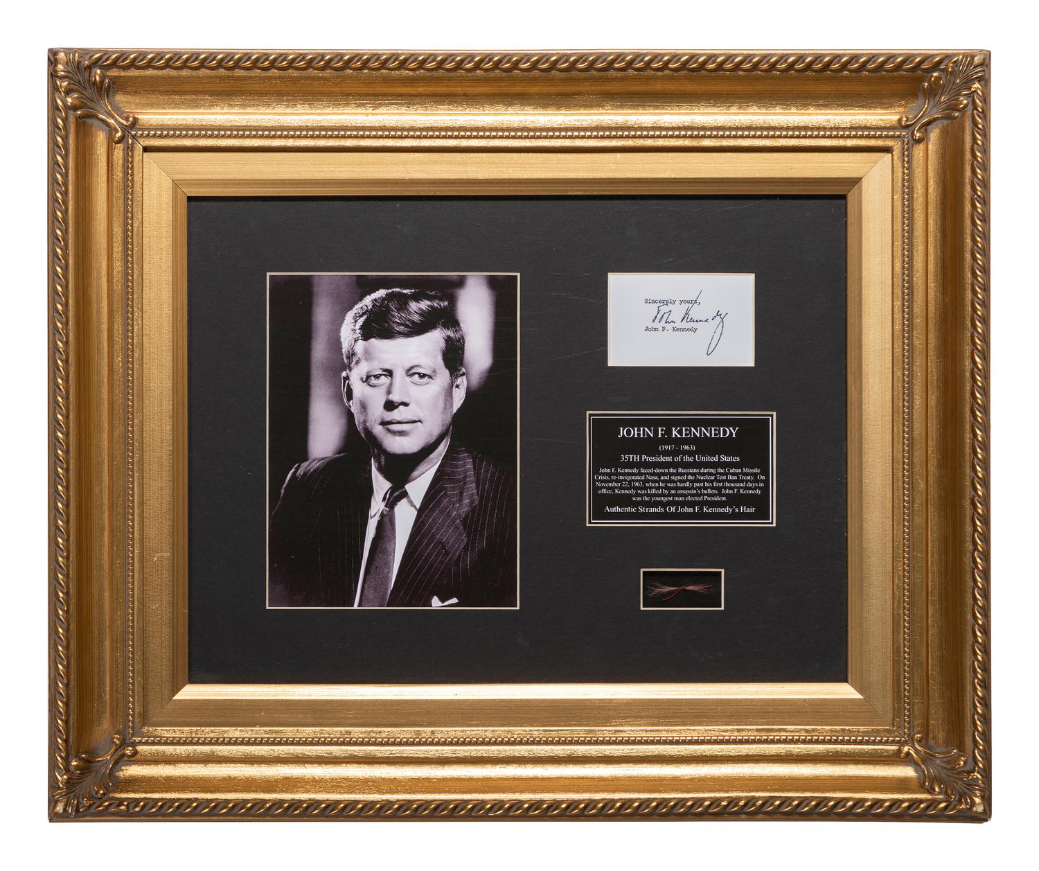[KENNEDY, John F. (1917-1963)]. Four strands of John F. Kennedy's hair.