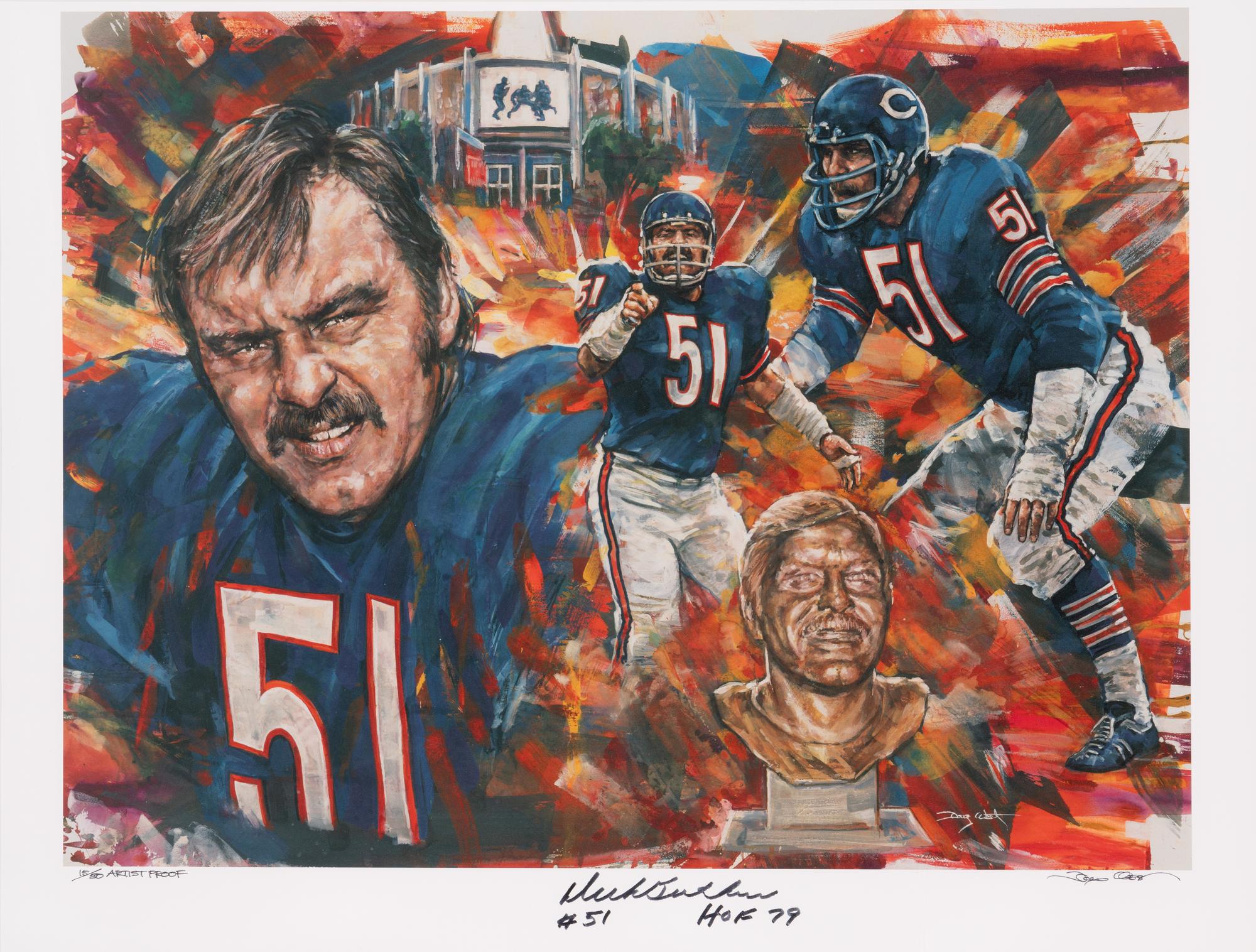 A Rare Group of Two Chicago Bears Limited Edition Oversized Signed Lithographs Featuring Dick Butkus and Gale Sayers