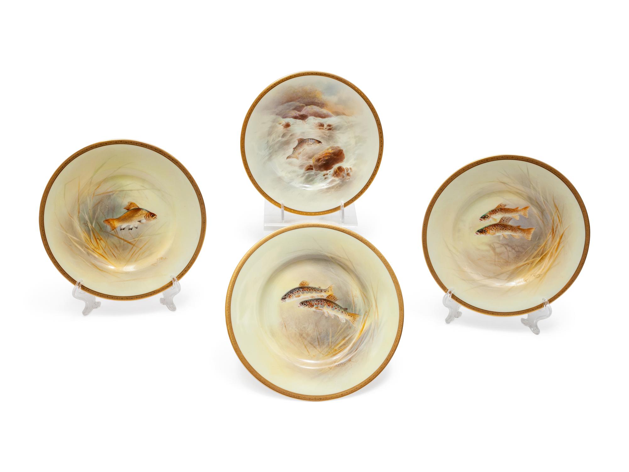 Seventeen Hand Painted Royal Doulton Fish Plates