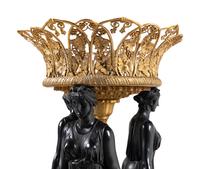 A Pair of Empire Style Gilt and Patinated Bronze Figural Centerpieces