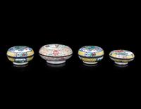 Four Chinese Canton Enamel on Copper Covered Boxes