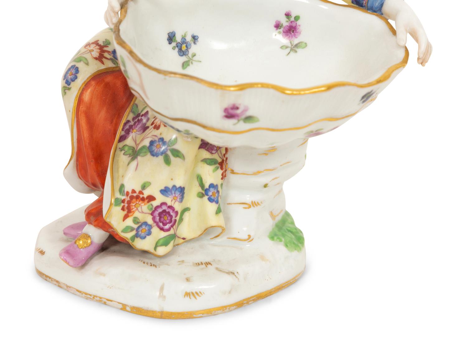 A Pair of Meissen Porcelain Figural Salts