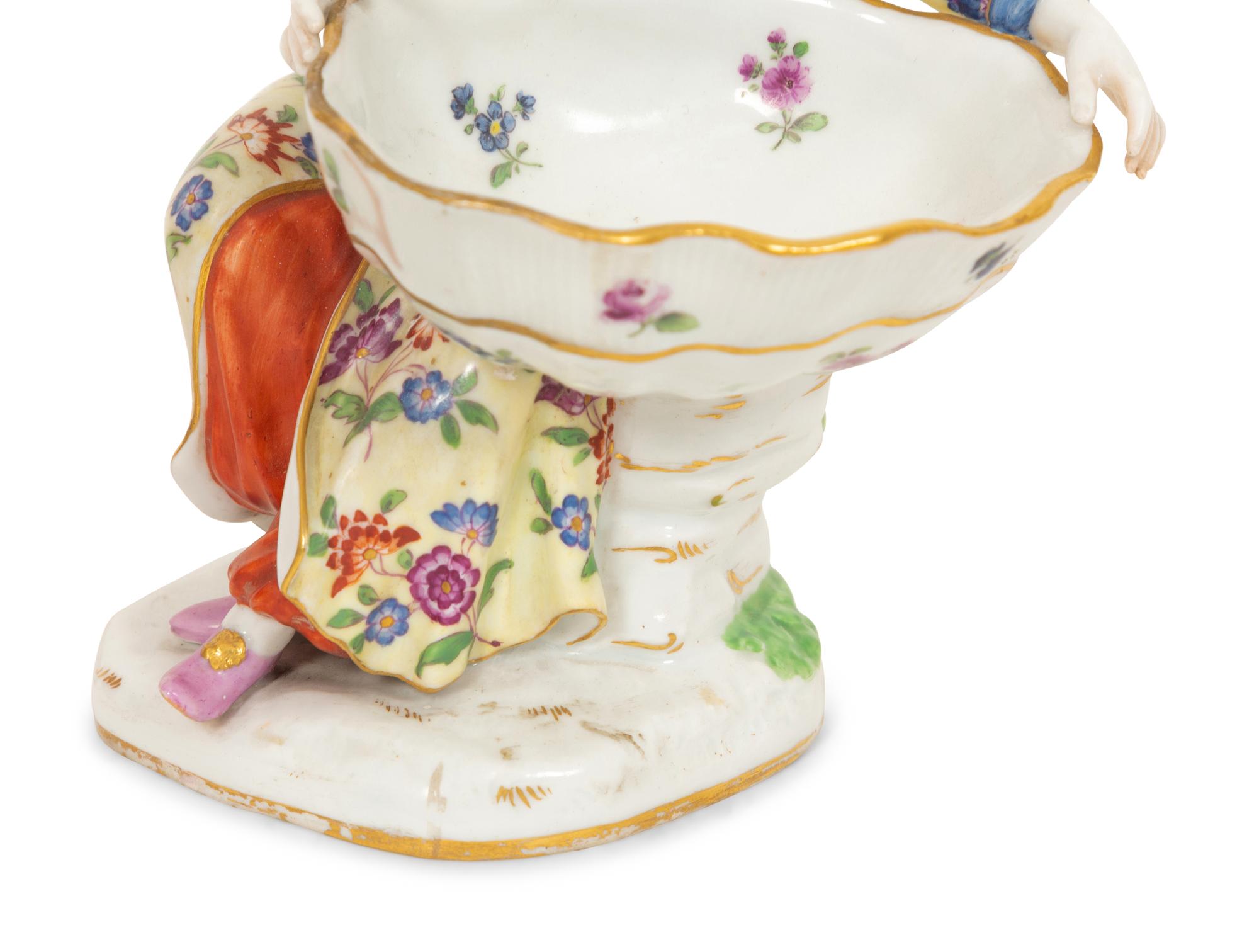 A Pair of Meissen Porcelain Figural Salts