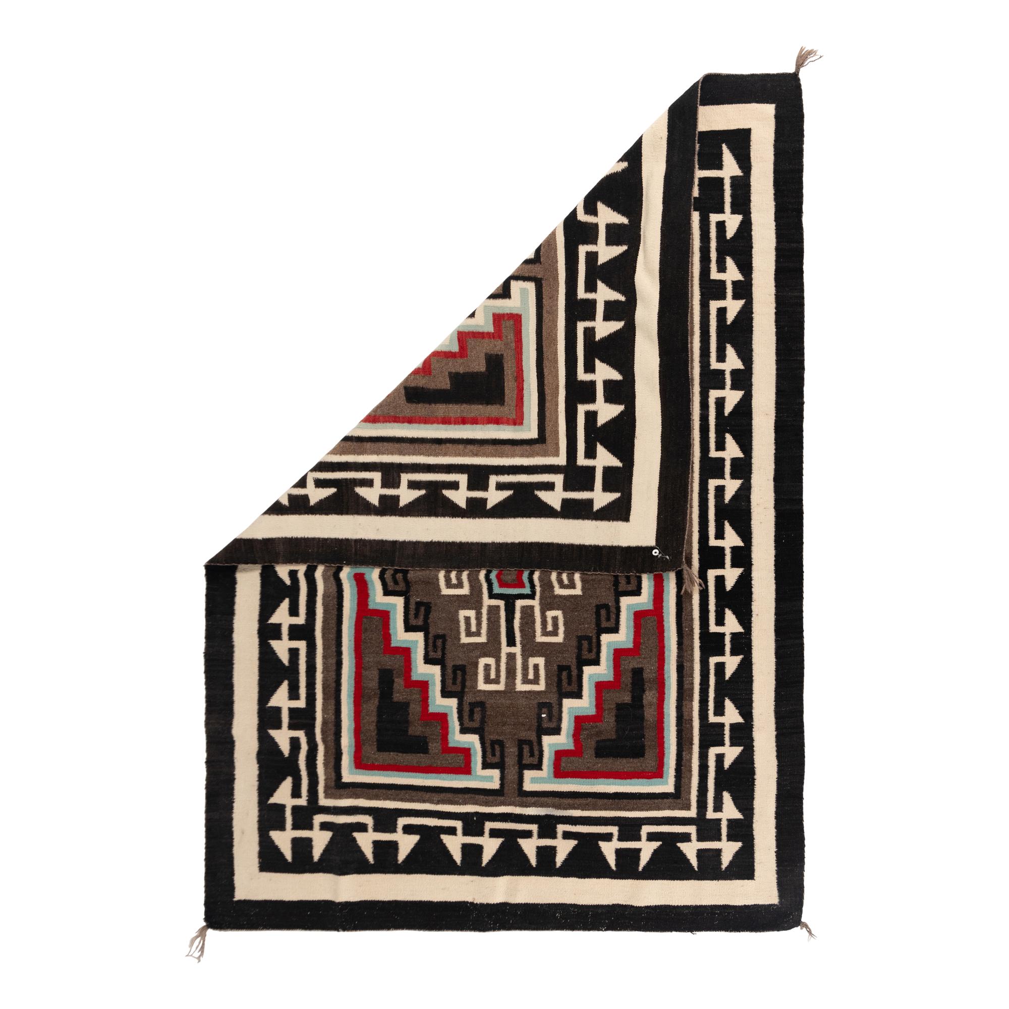 Navajo Two Grey Hills Weaving, with Turquoise Highlights [Rug]
