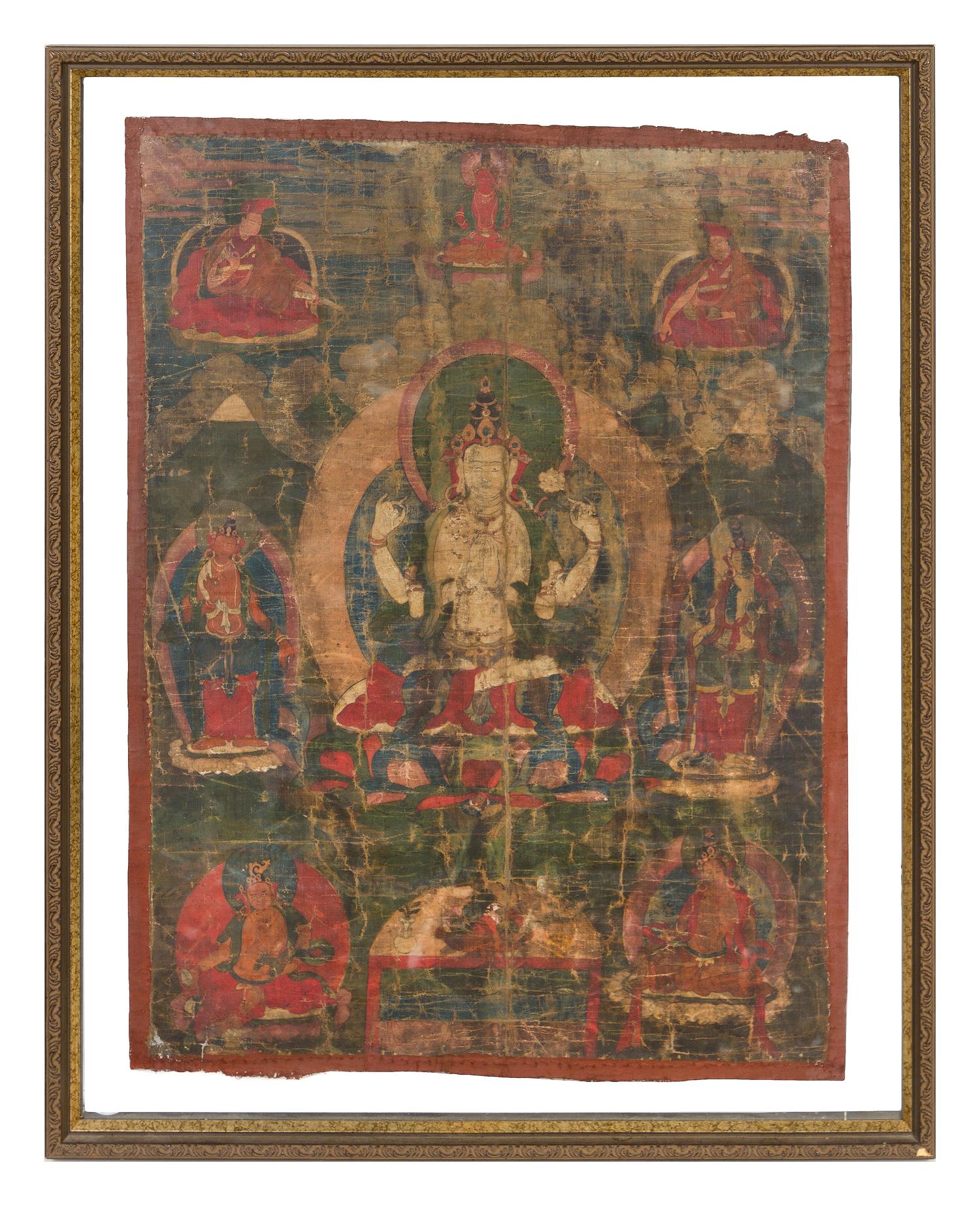 A Tibetan Thangka 17TH/18TH CENTURY 24 3/4 x 19 inches. — 17TH/18TH CENTURY