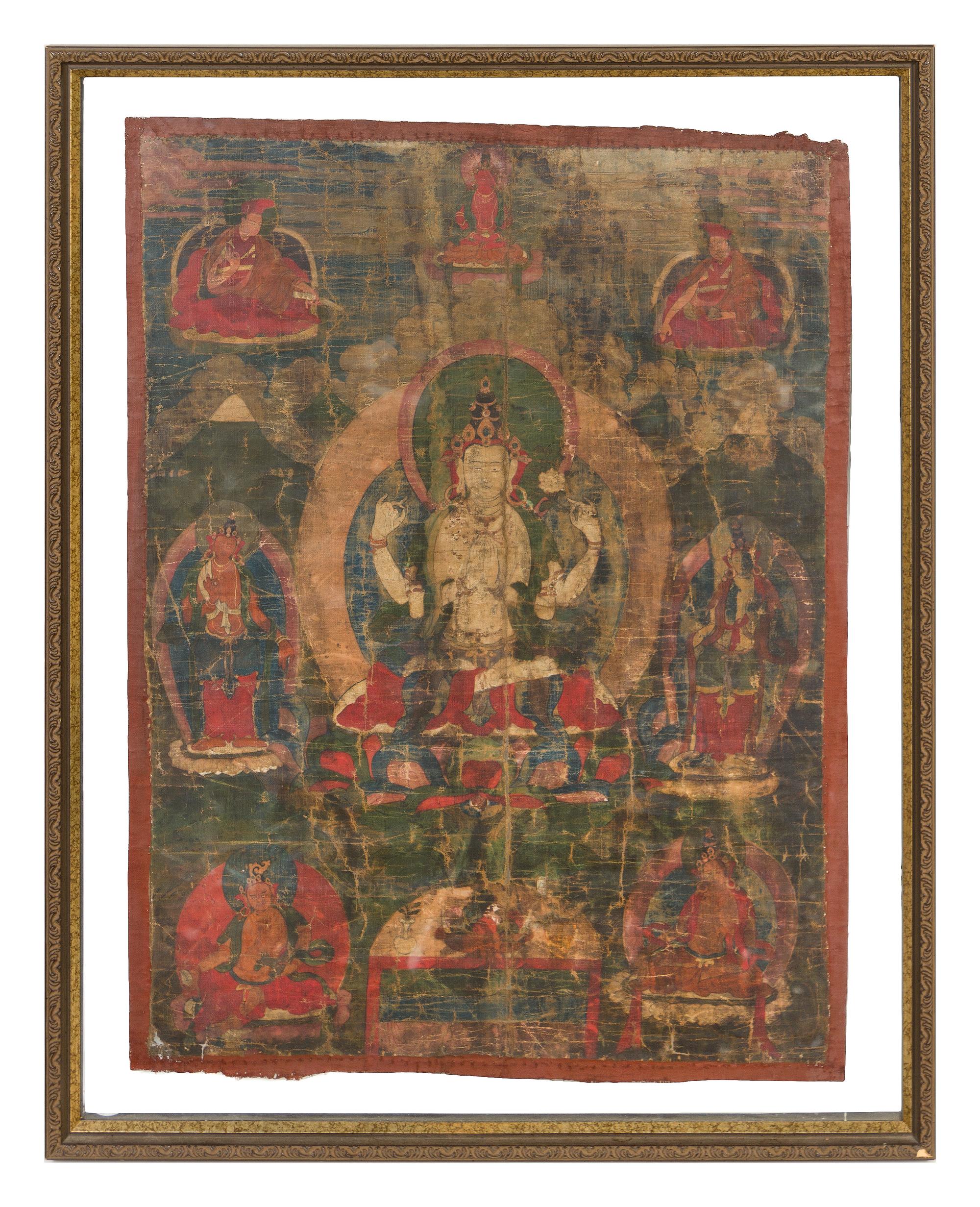 A Tibetan Thangka 17TH/18TH CENTURY 24 3/4 x 19 inches. — 17TH/18TH CENTURY