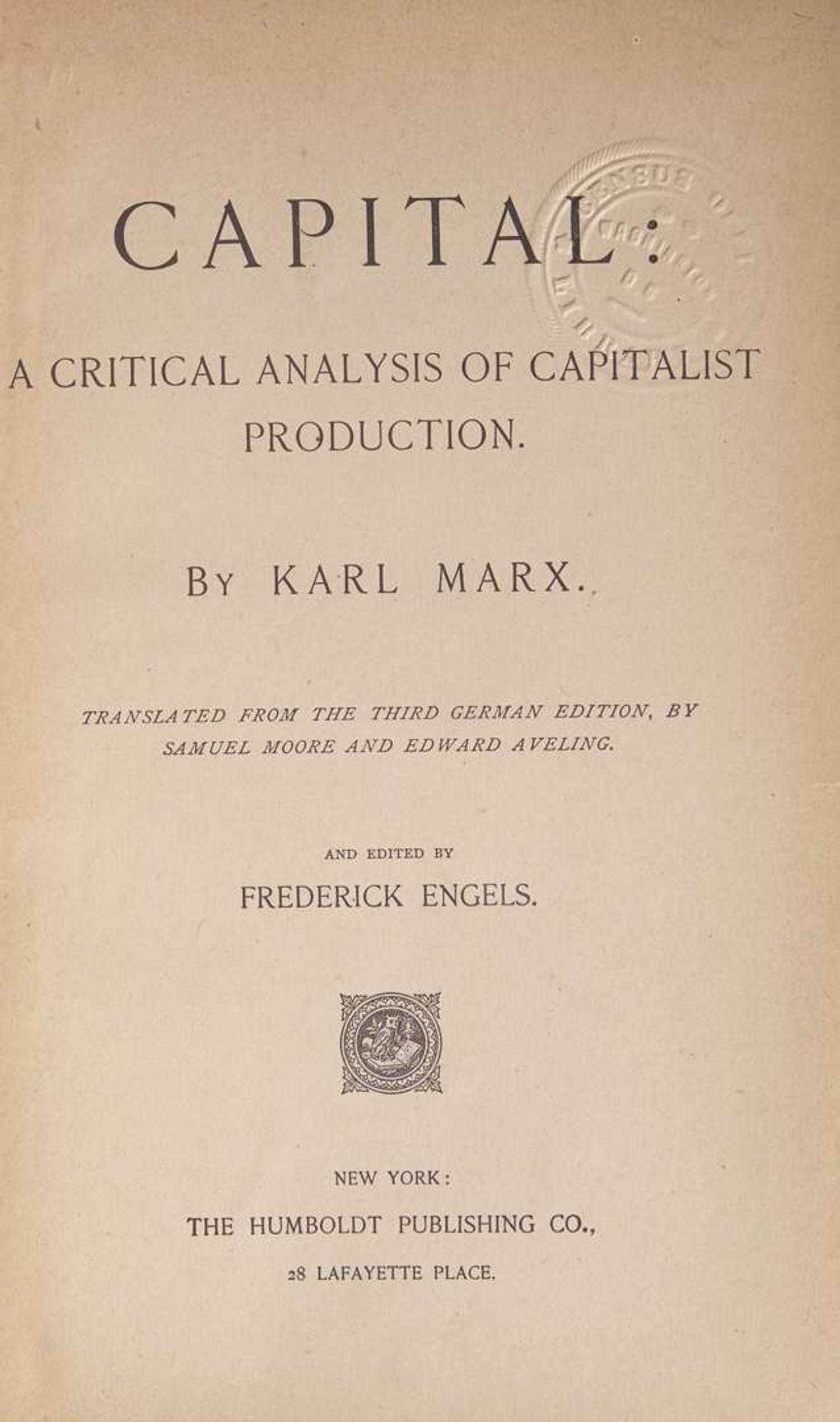 [Philosophy] Marx, Karl: Capital: A Critical Analysis of Capitalist Production