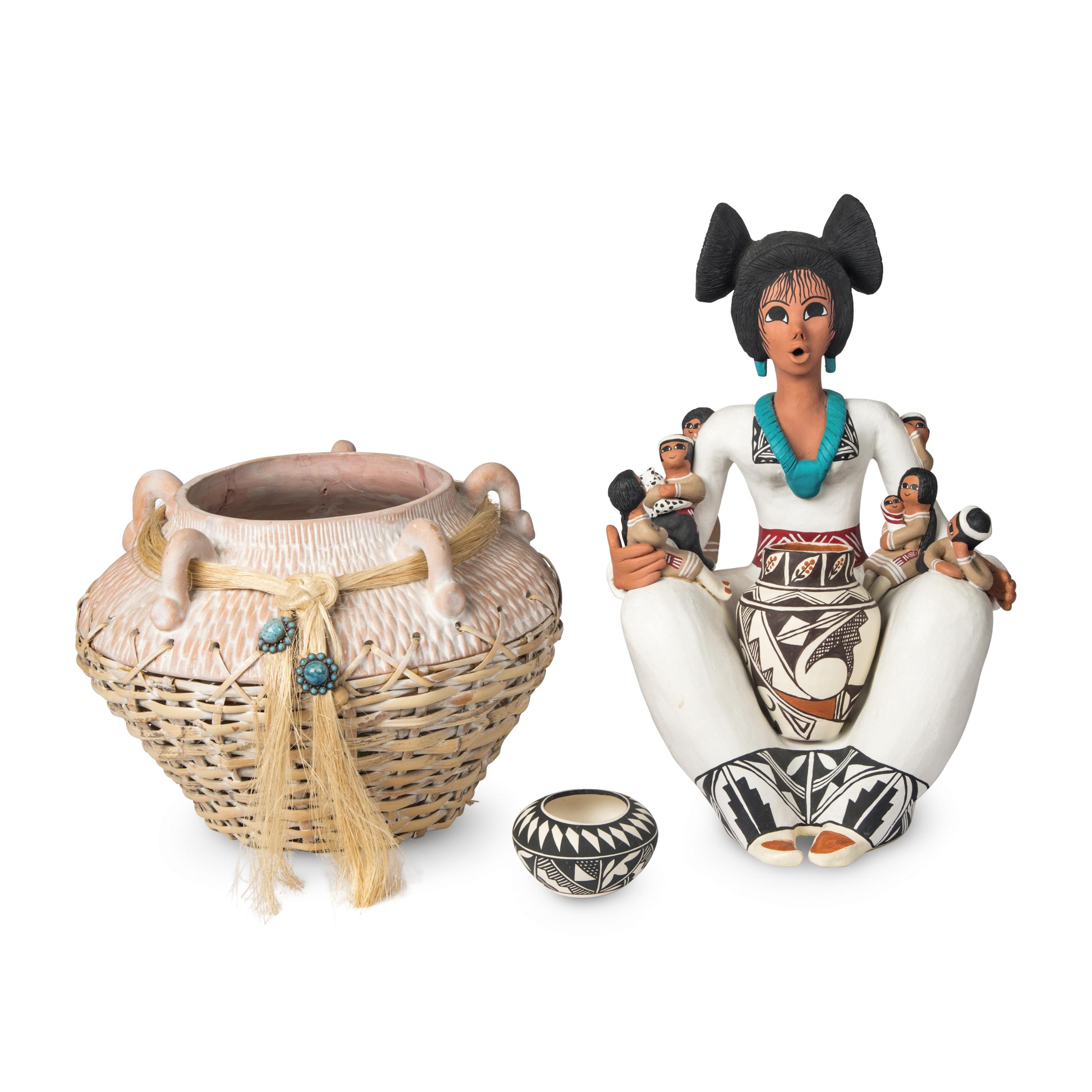 Acoma Pottery and Southwestern Pottery Basket