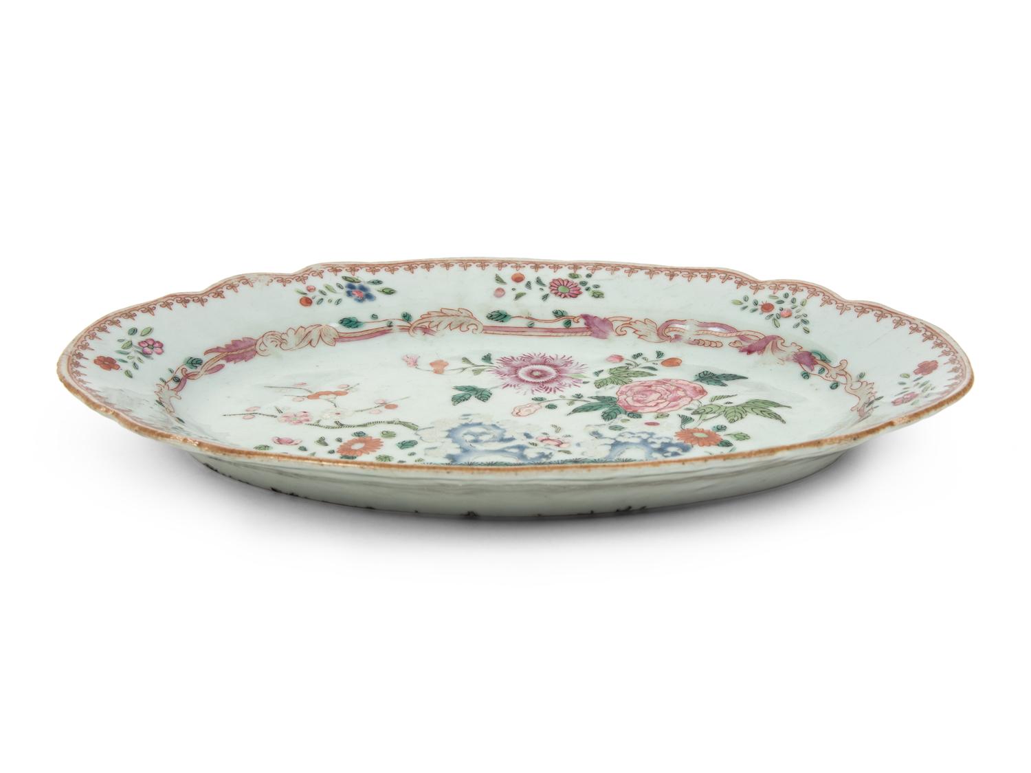 Five Chinese Export Famille Rose Porcelain Plates