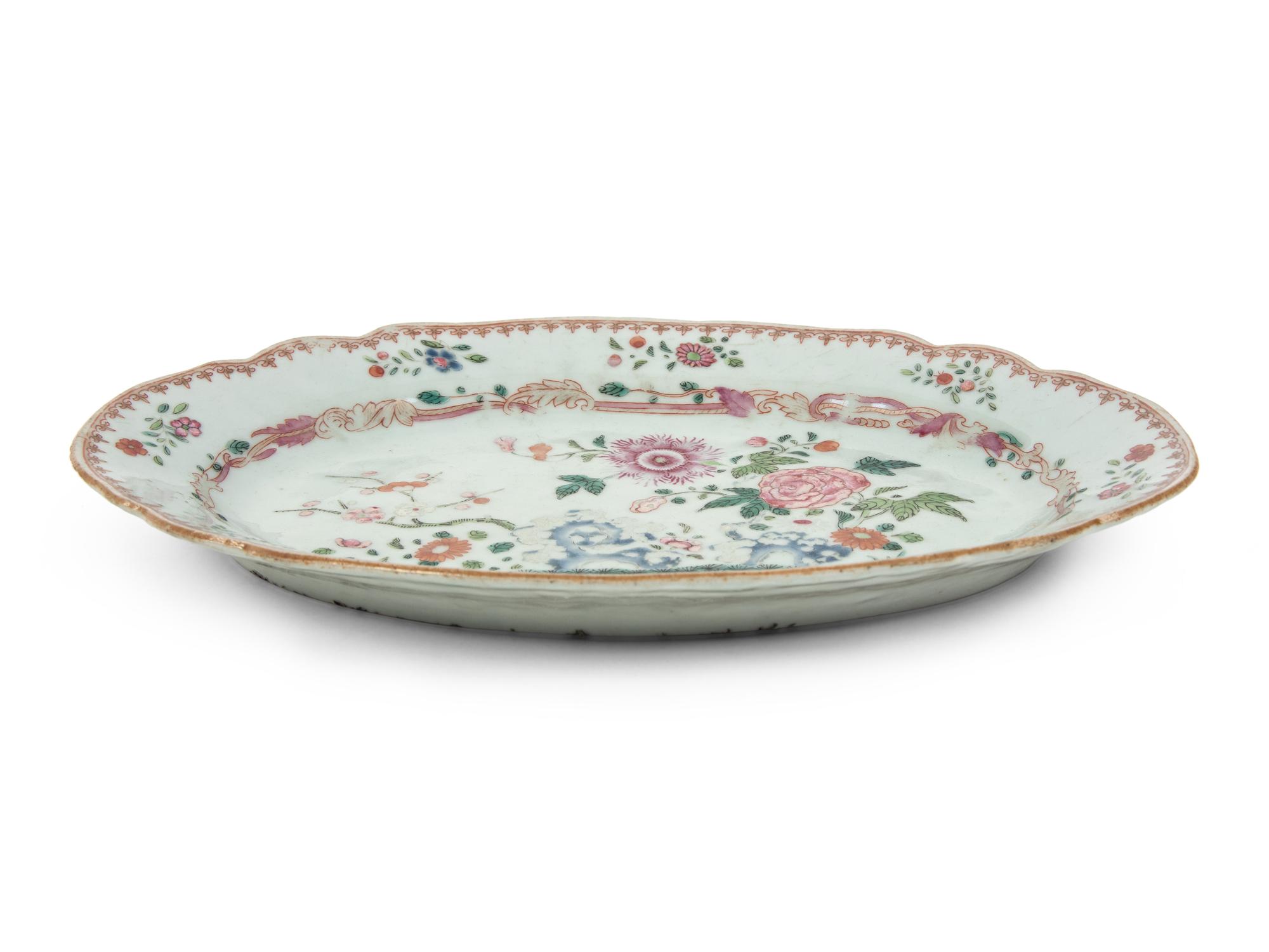 Five Chinese Export Famille Rose Porcelain Plates