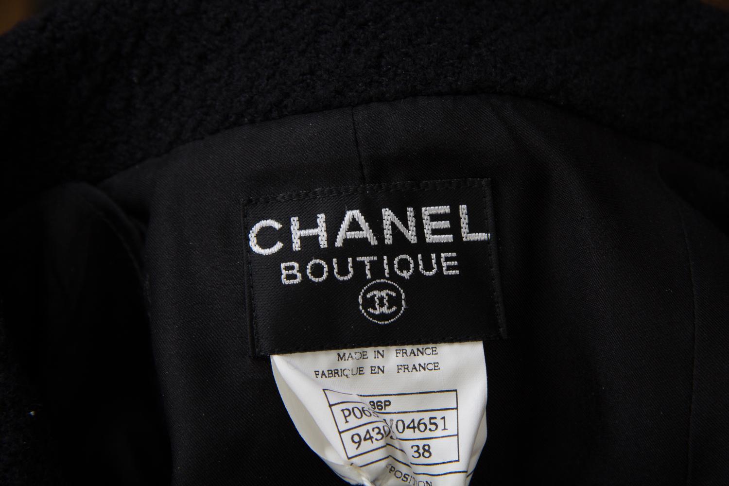 A Chanel Black Wool Coat, Size 38.