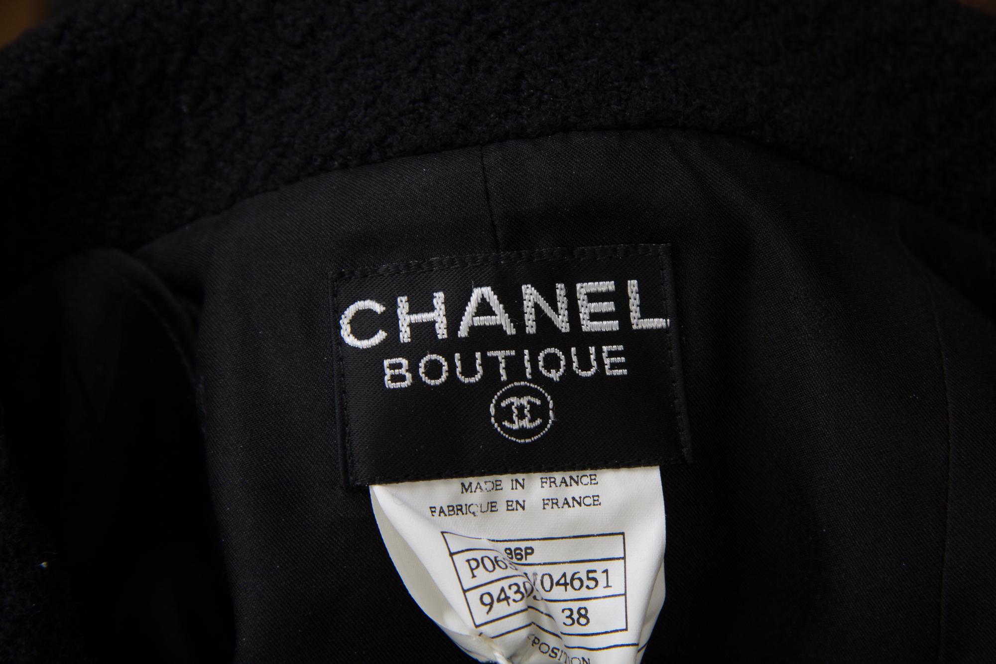 A Chanel Black Wool Coat, Size 38.