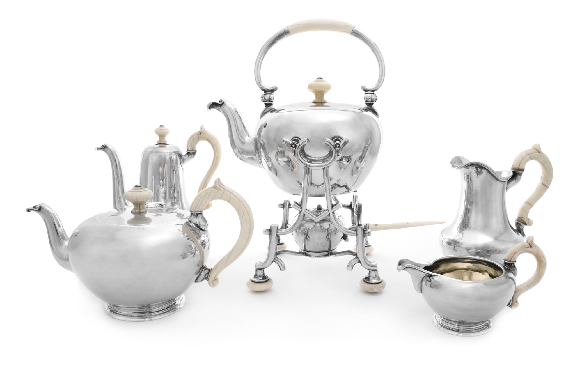 An Austro-Hungarian Silver Five-Piece Tea and Coffee Service, J.C. Klinkosch, Vienna, Second-Half 19th Century, comprising a water kett
