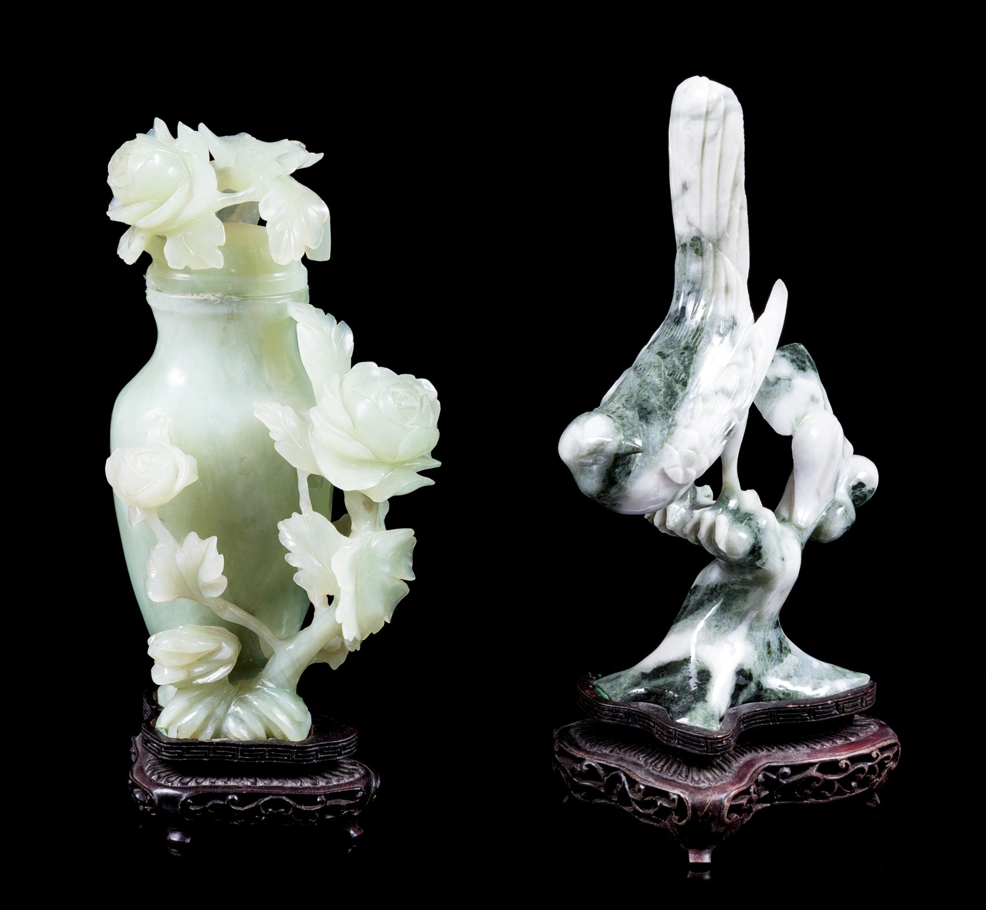 Two Chinese Hardstone Articles Height of taller 8 inches. — 20TH CENTURY
