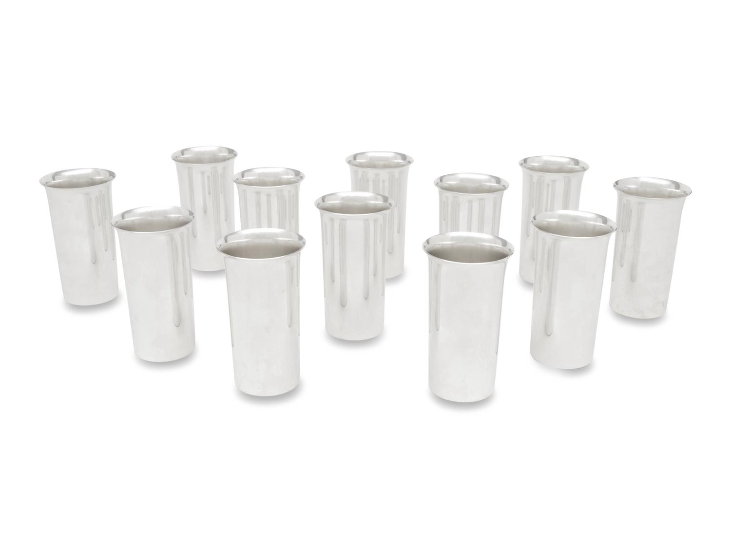 A Set of Twelve American Silver Tumblers