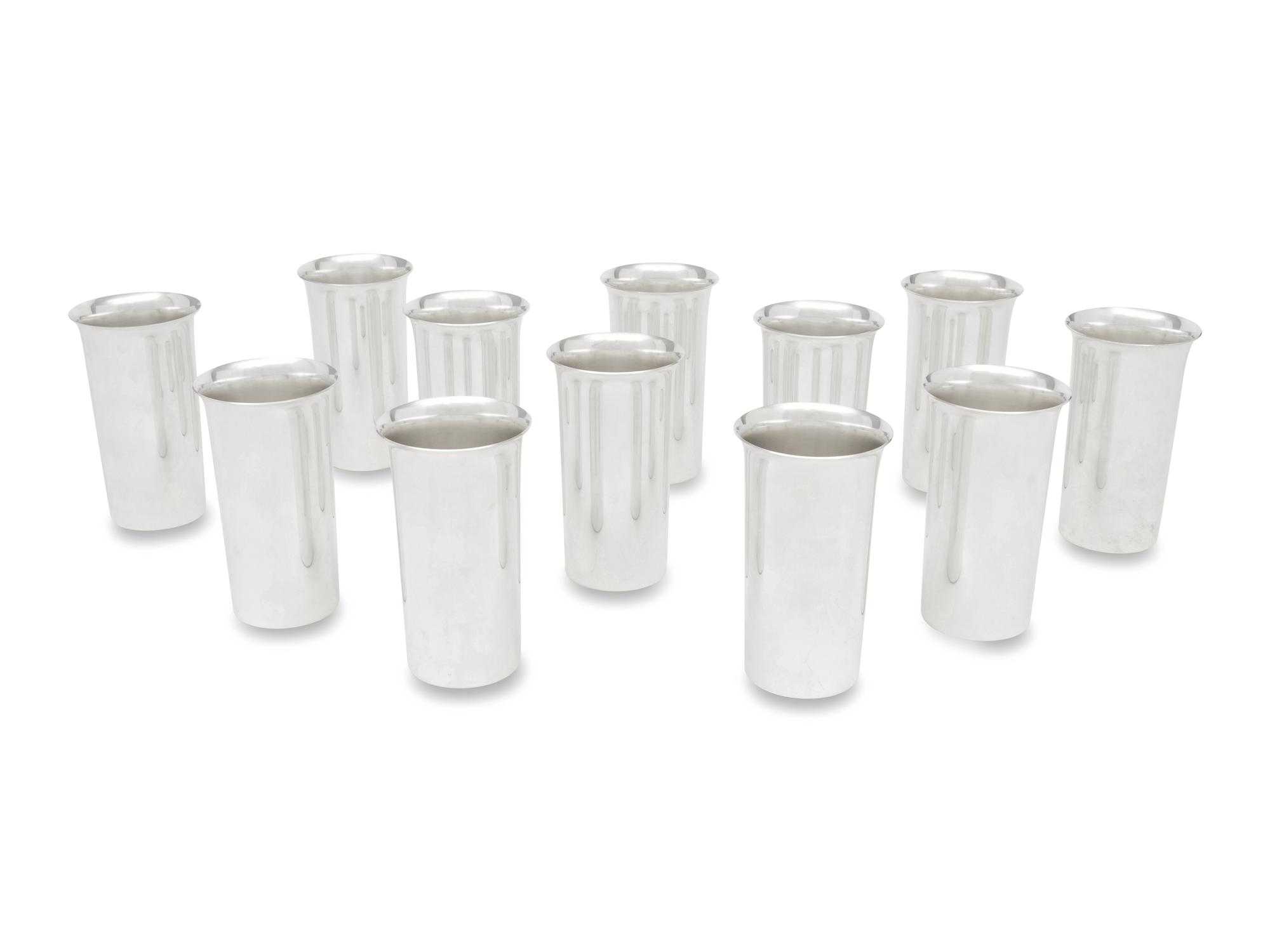 A Set of Twelve American Silver Tumblers