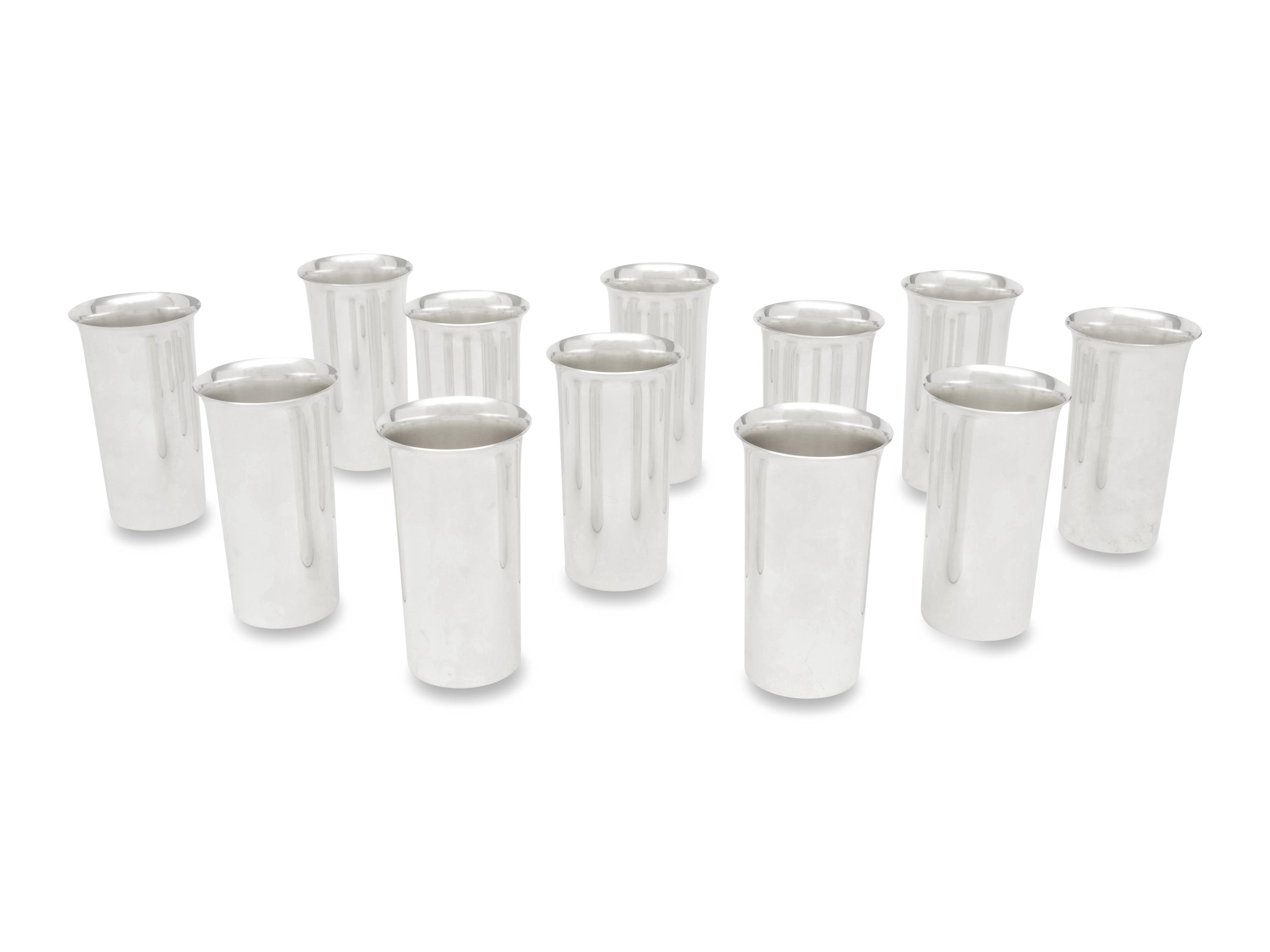 A Set of Twelve American Silver Tumblers