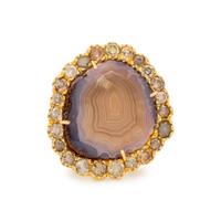 KIMBERLY MCDONALD, AGATE AND MULTICOLORED DIAMOND RING