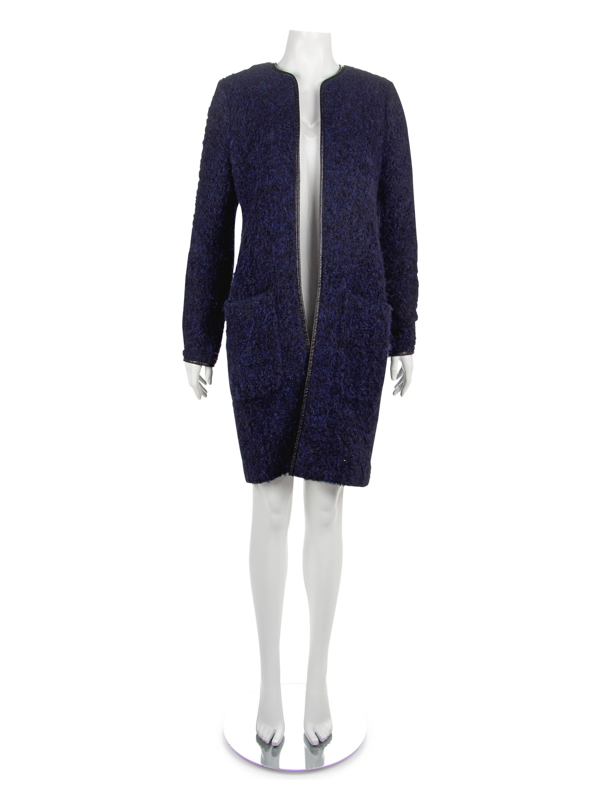 Monika Chiang Coat with Black Leather Trim, 2000s