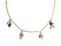 YELLOW GOLD AND ENAMEL 'THREE LITTLE PIGS' CHARM NECKLACE