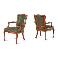 A Set of Four Louis XV Style Walnut Fauteuils