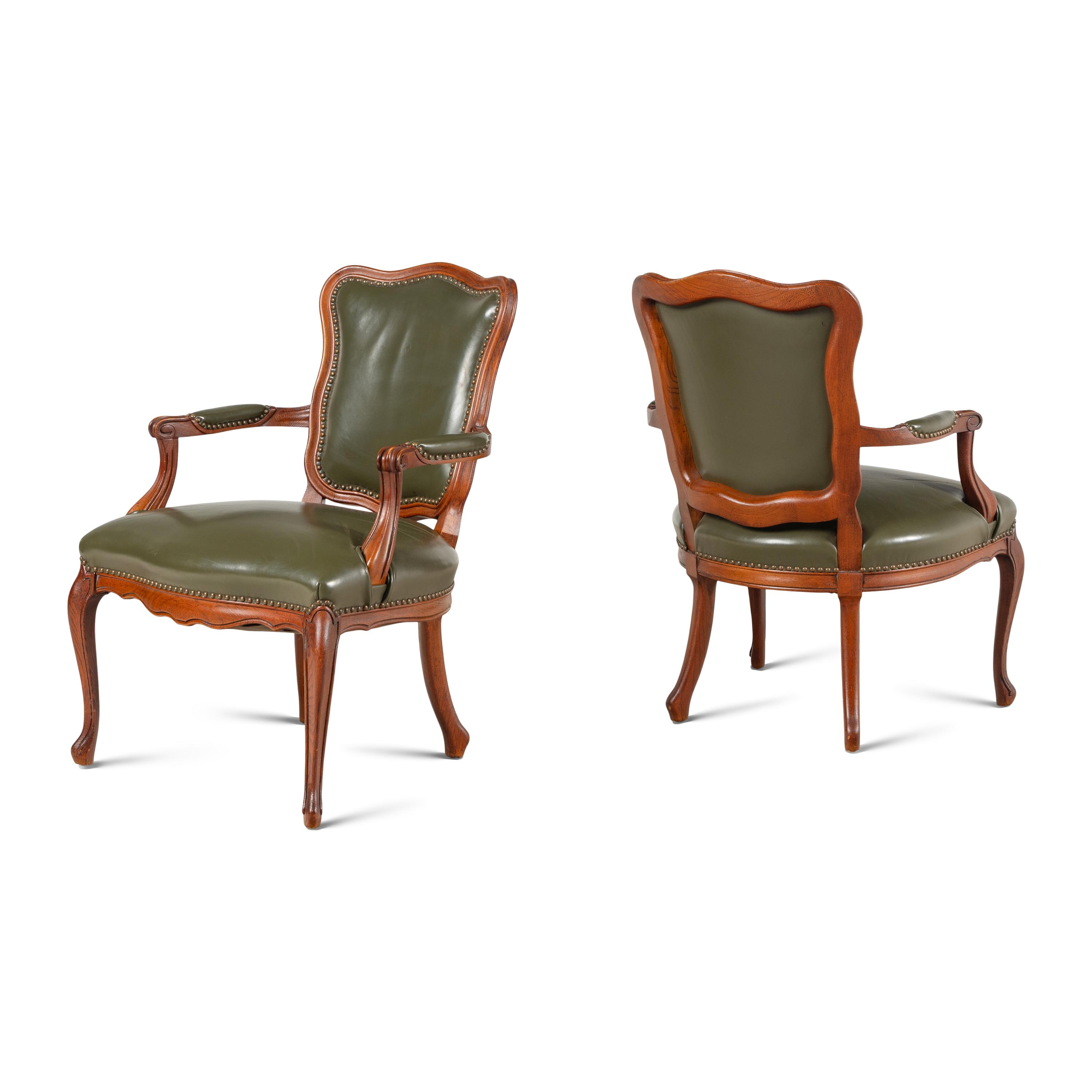 A Set of Four Louis XV Style Walnut Fauteuils