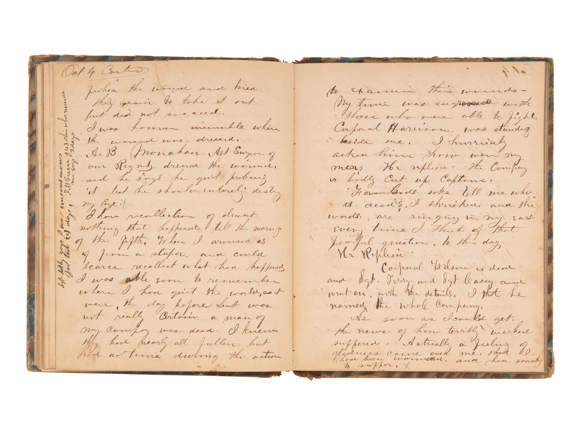 JACKSON, Col. Oscar L. (1840-1920). Five journals, incl. descriptions of Oscar L. Jackson's political activism during the 1860 campaign and his service with 63rd OVI, with campaign broadside noting Jackson as a speaker.