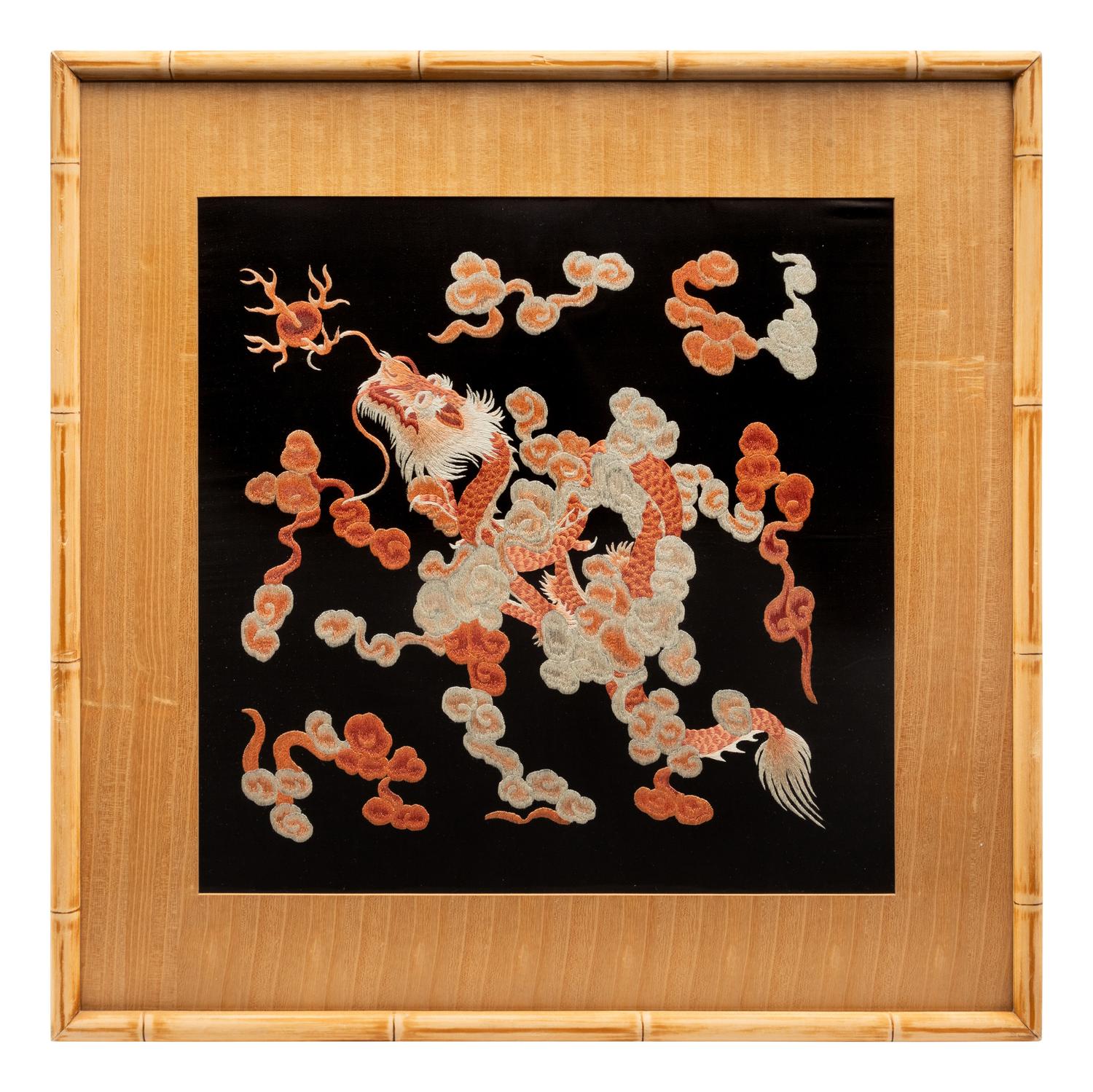Five Chinese and Japanese Embroidered Silk Panels