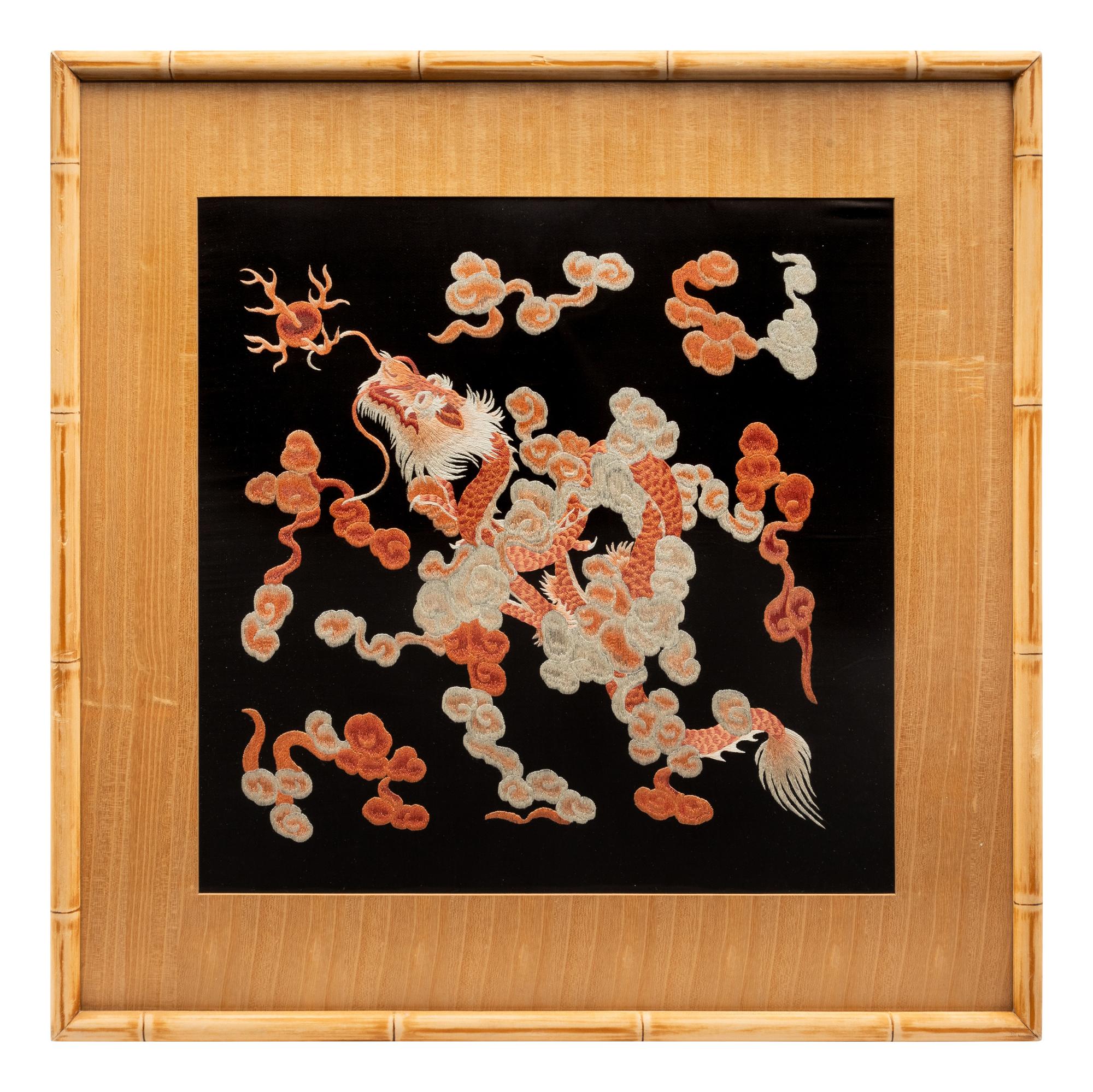 Five Chinese and Japanese Embroidered Silk Panels