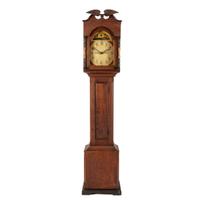 An Ohio Red-Painted Case Clock with Folk Art Eagle Finial