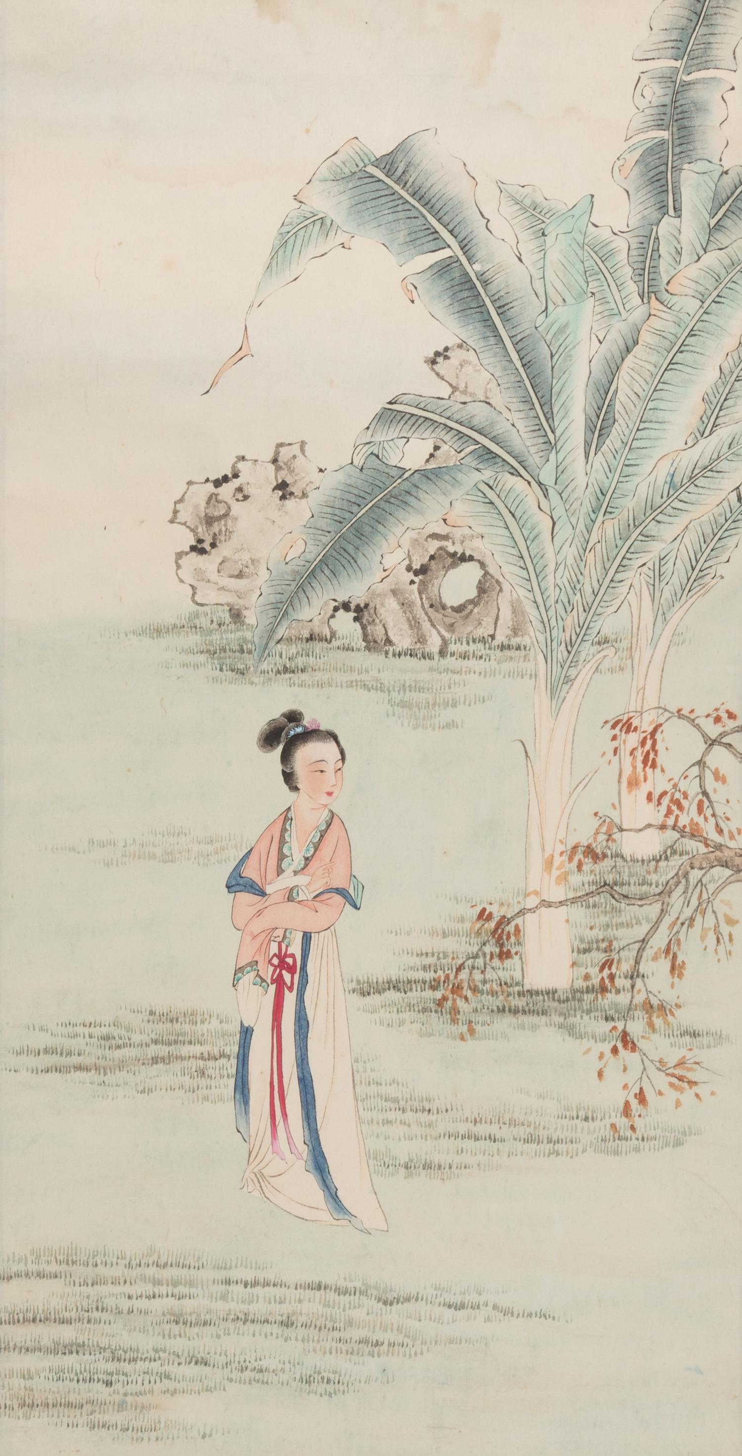 A Group of Five Ink and Color on Paper Scrolls Height of one 38 x width 12 3/4 inches.