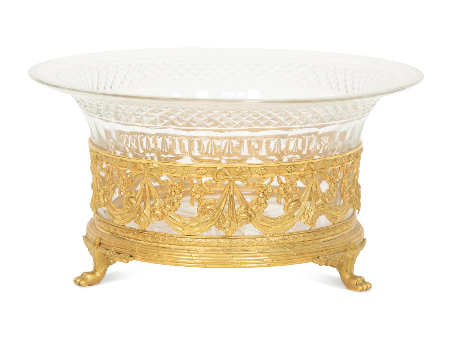 A French Gilt Bronze Mounted Cut Glass Centerpiece