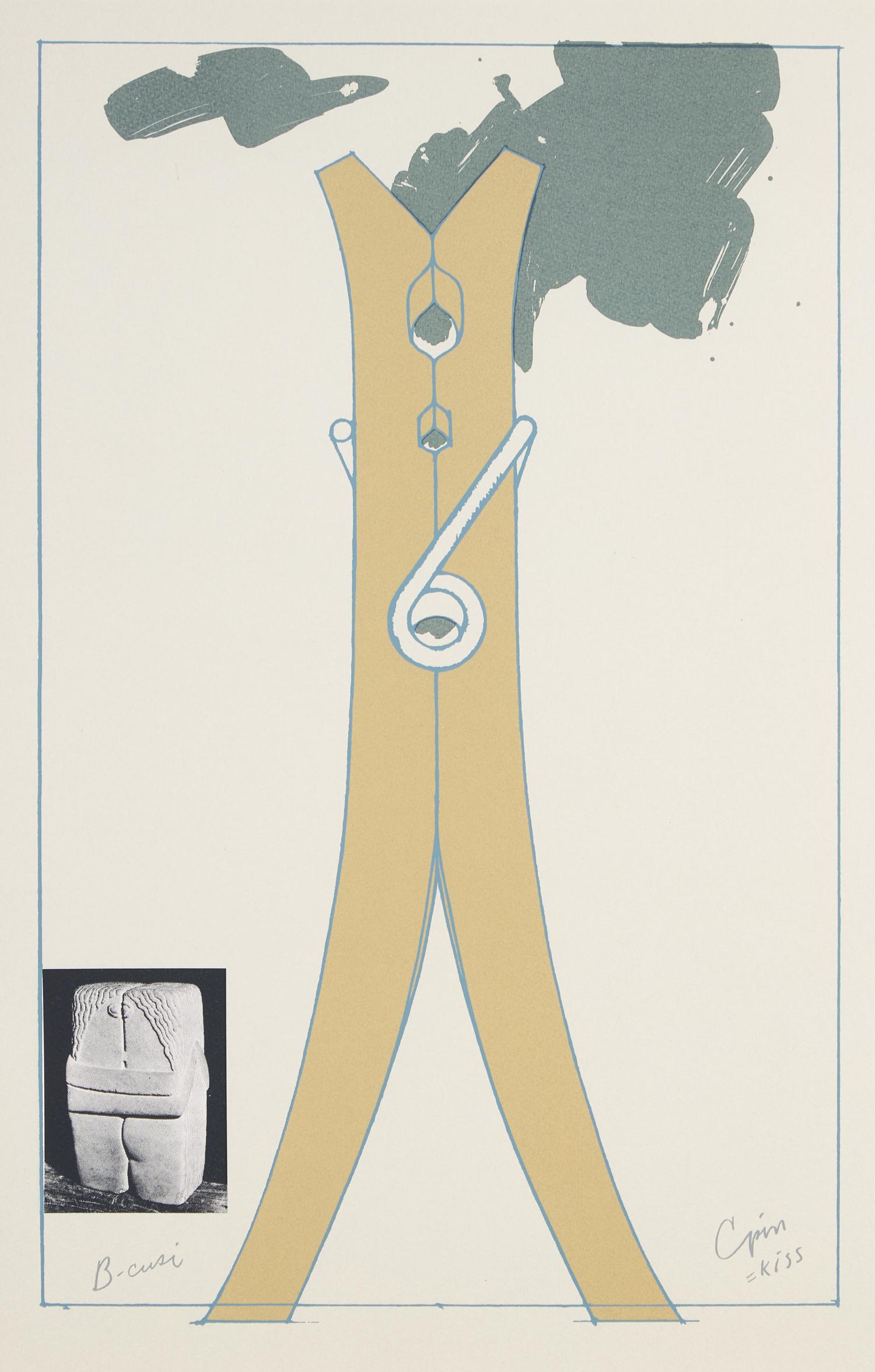 Proposal for a Colossal Structure in the Form of a Clothespin-Compared to Brancusi's Kiss, 1972