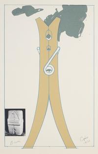 Proposal for a Colossal Structure in the Form of a Clothespin-Compared to Brancusi's Kiss, 1972
