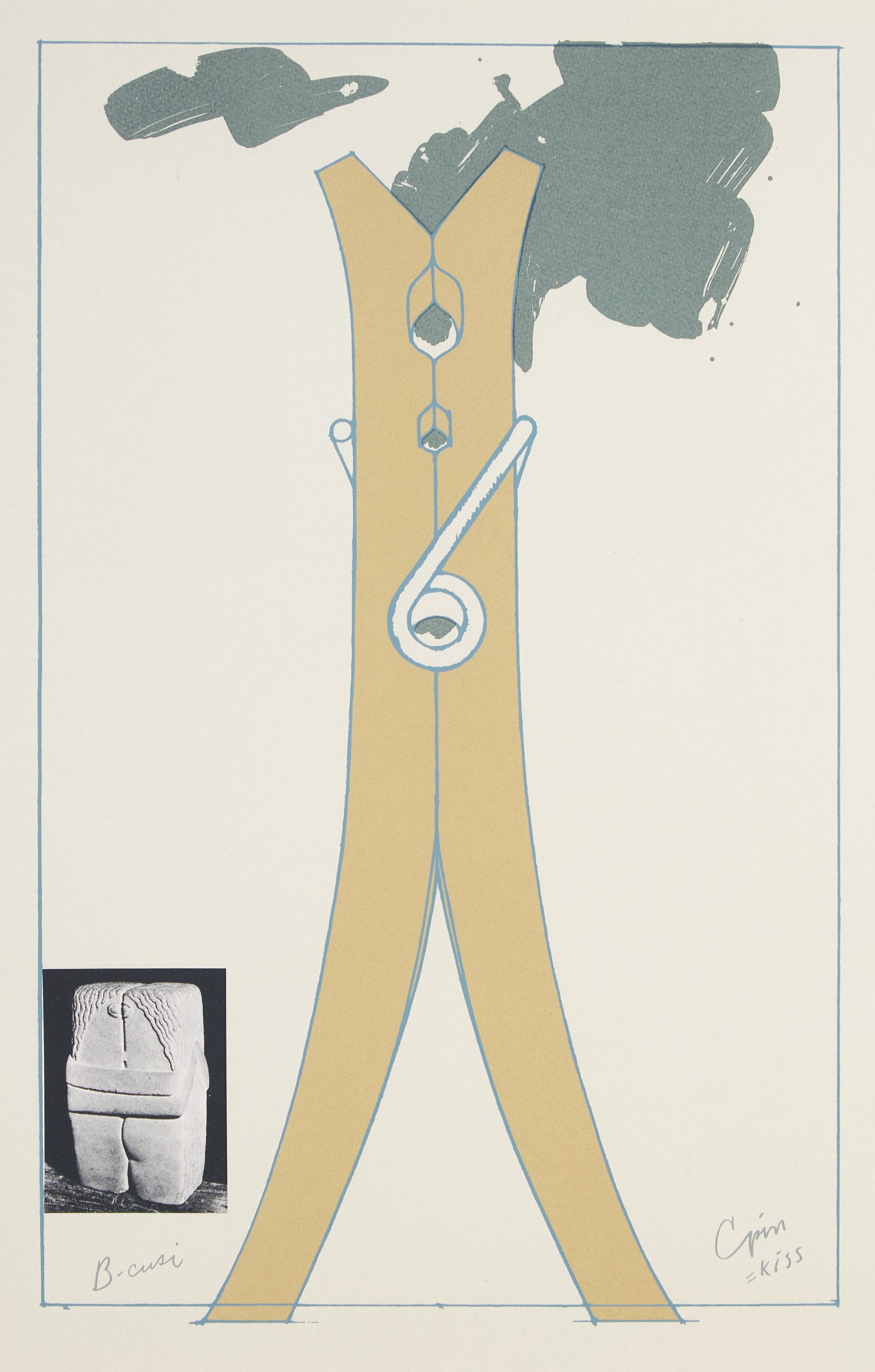 Proposal for a Colossal Structure in the Form of a Clothespin-Compared to Brancusi's Kiss, 1972