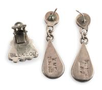 Navajo and Zuni Silver Earrings, with Inlay