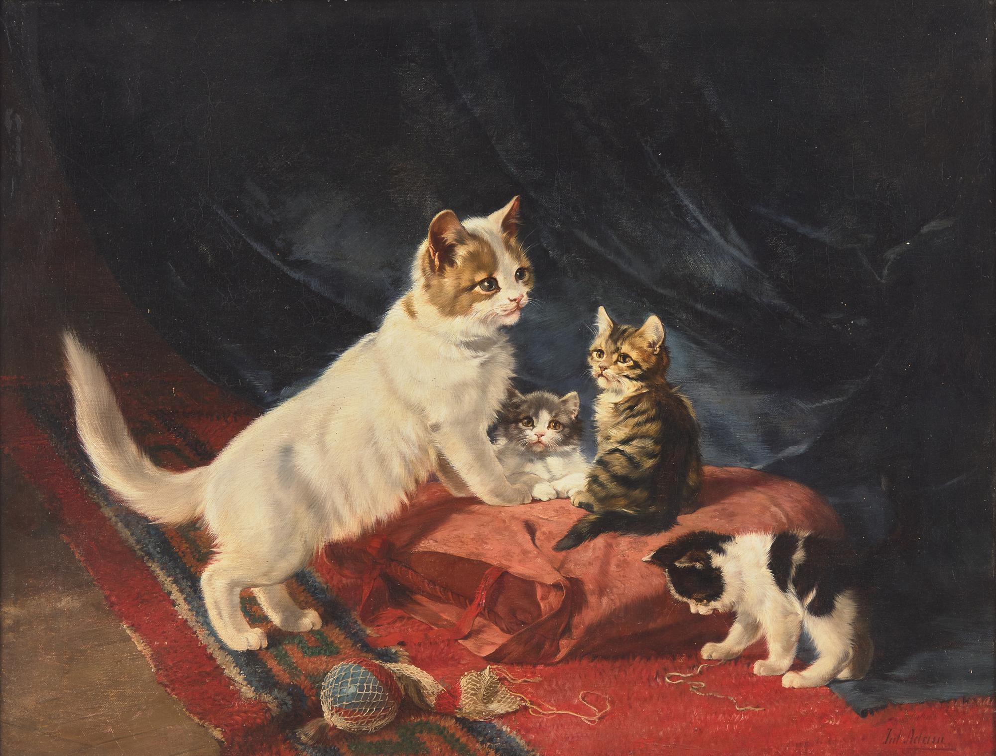 A Mother and Her Kittens