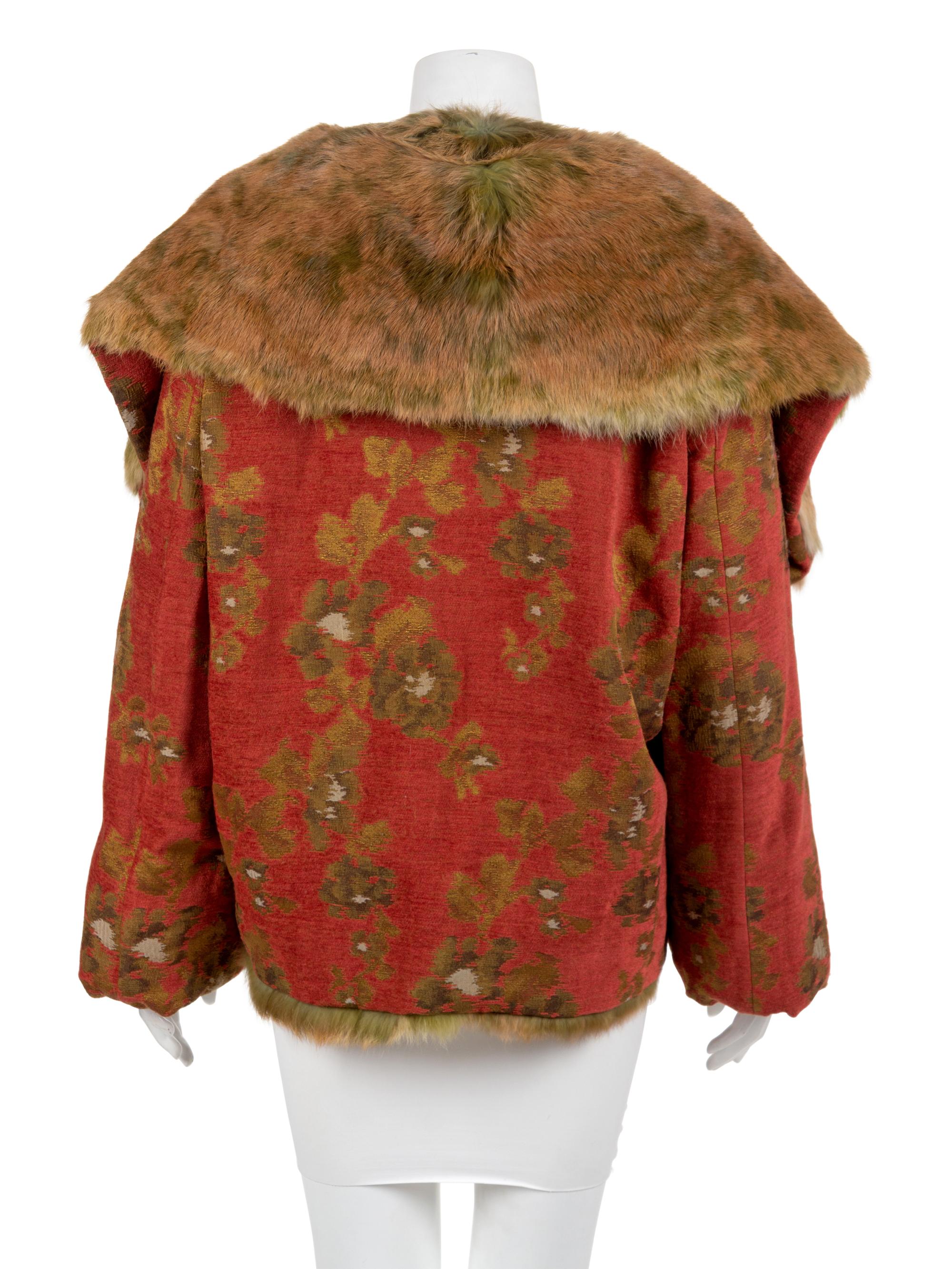 Reversible Tapestry Jacket with Rabbit Fur Shawl Collar, 1990's