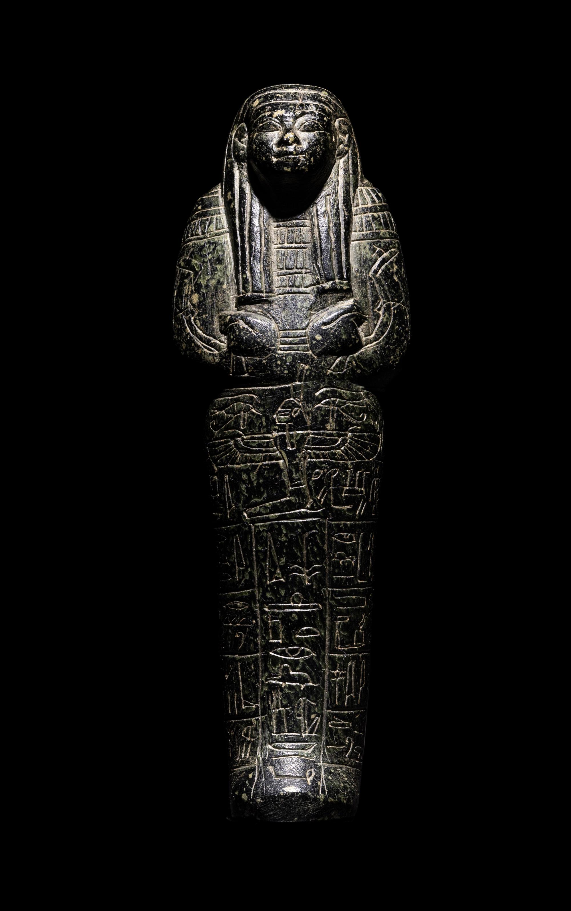 An Egyptian Serpentine Ushabti for May