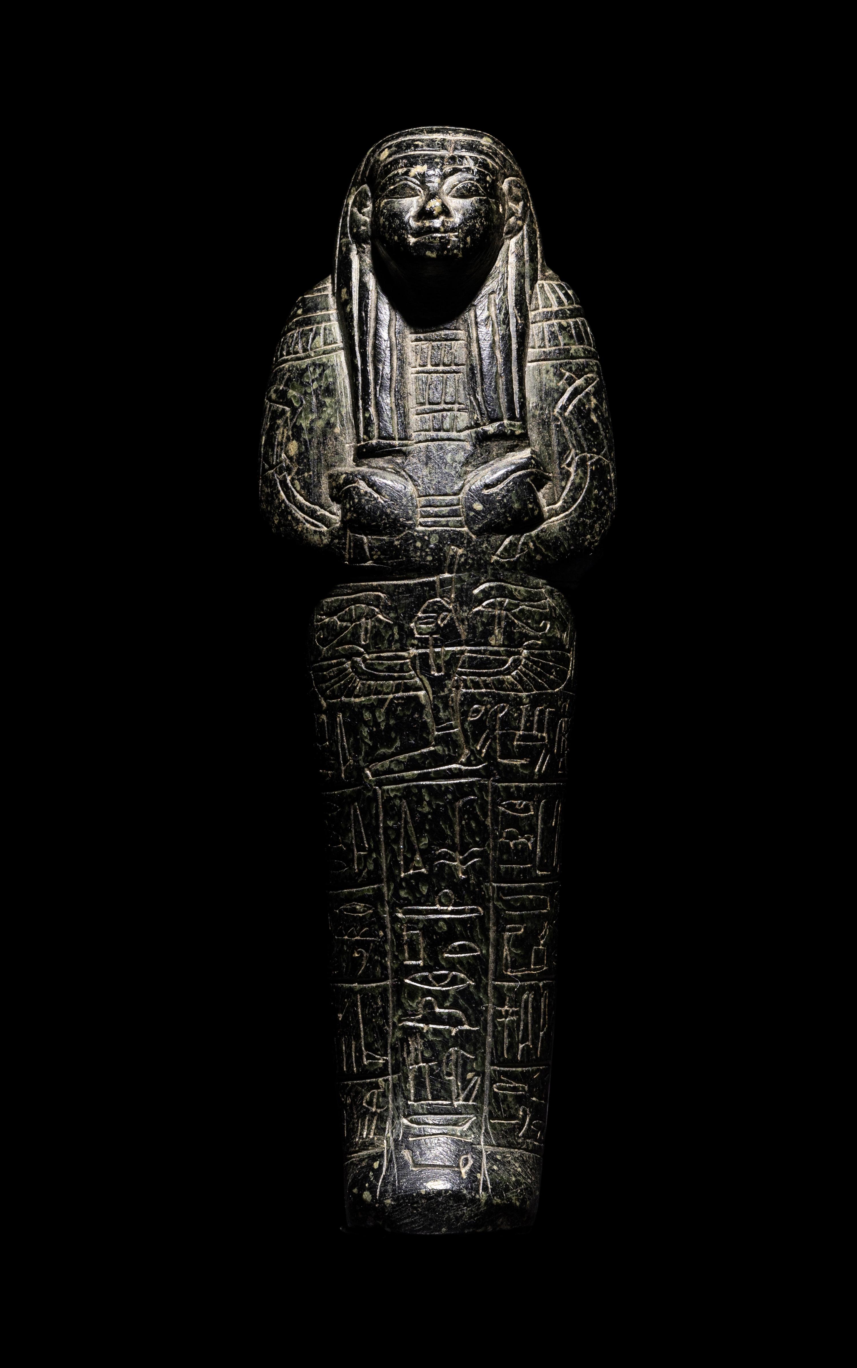 An Egyptian Serpentine Ushabti for May