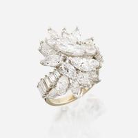 A diamond, platinum, and white metal ring