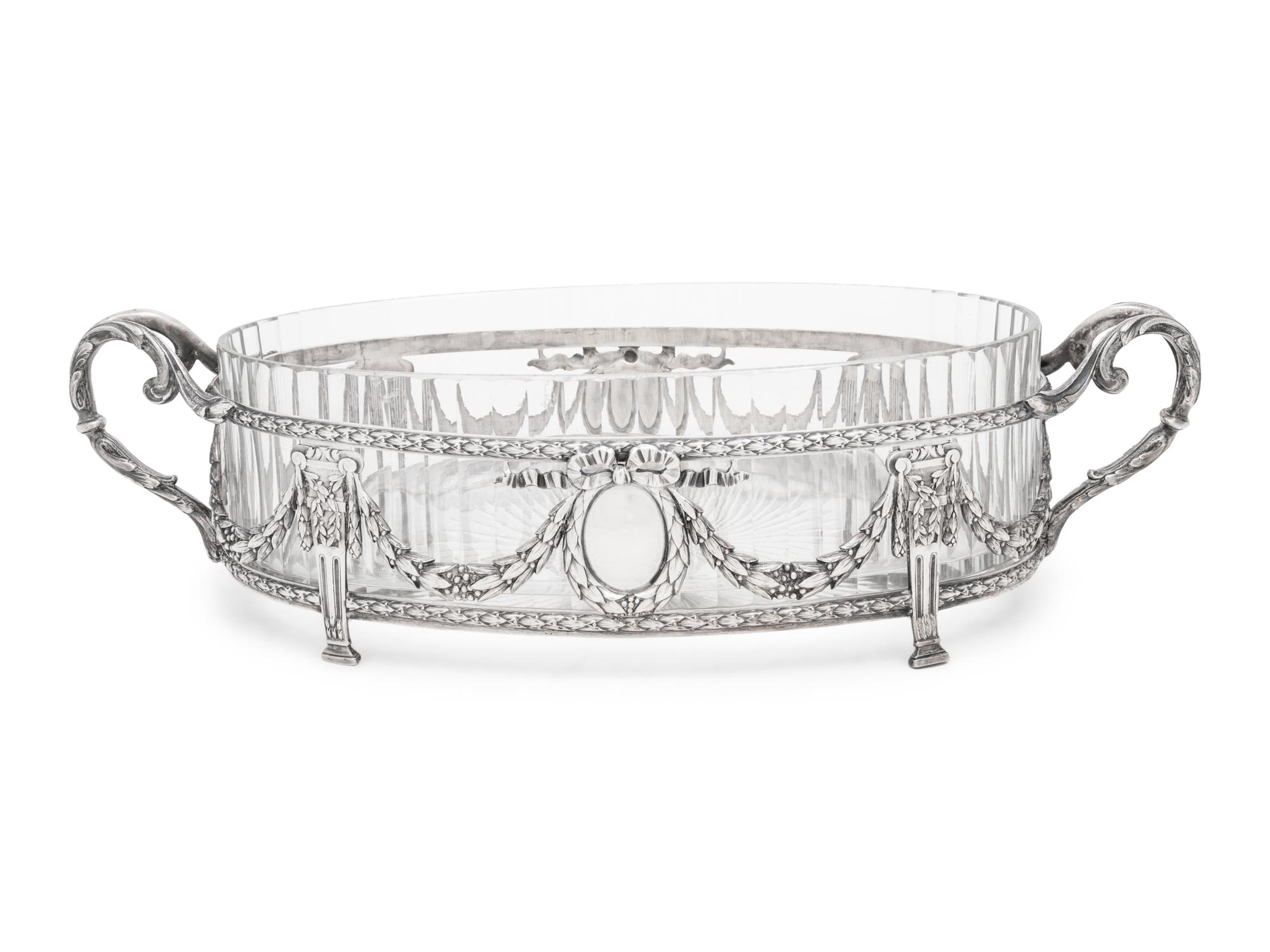 A French Silver-Plate and Cut Glass Center Bowl