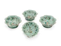Four Chinese Export Famille Rose Celadon Porcelain Bowls — 19TH CENTURY