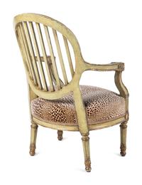 A Louis XVI Style Painted and Parcel-Gilt Fauteuil