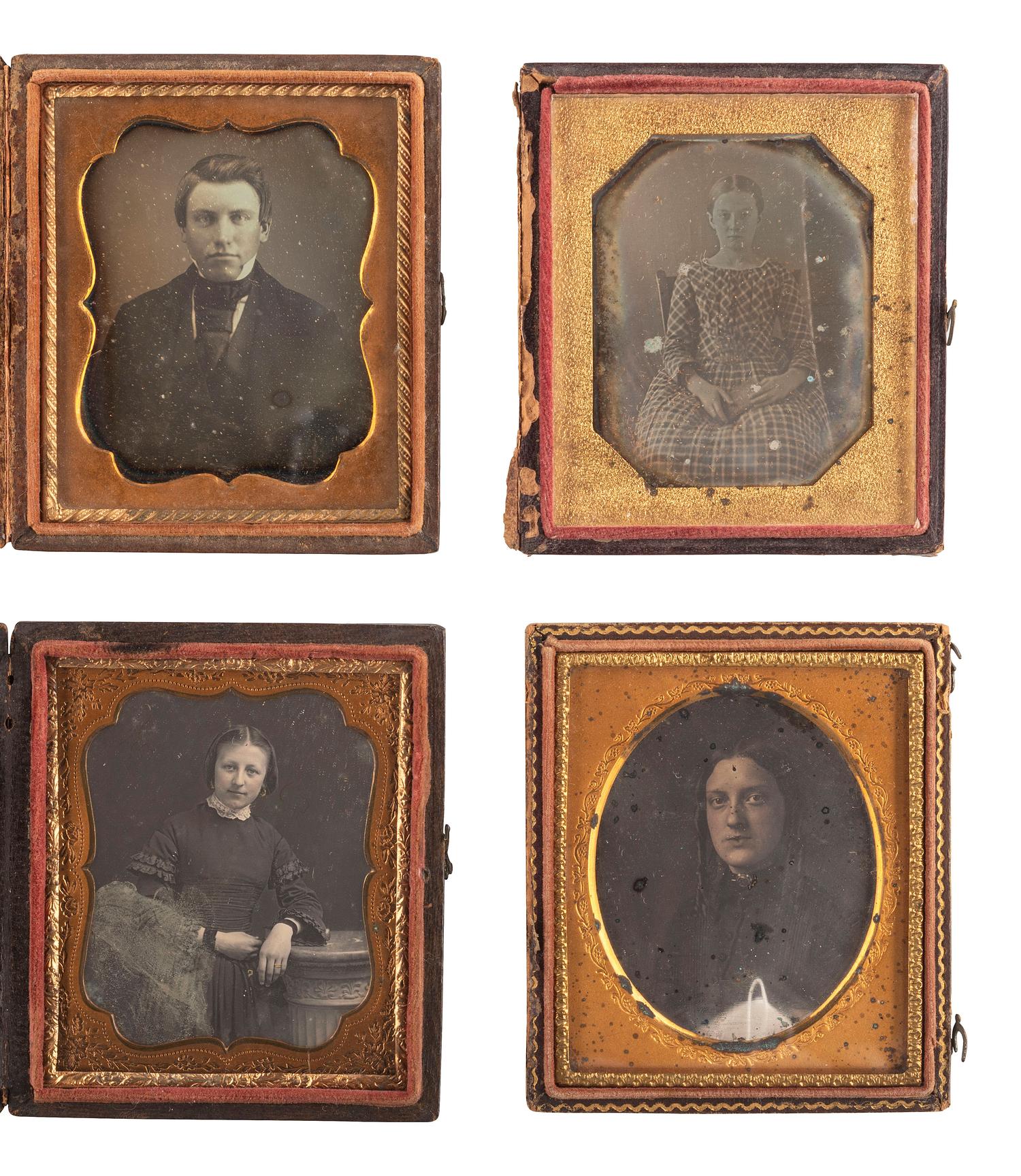 [EARLY PHOTOGRAPHY]. A collection of 22 sixth plate daguerreotype portraits of young adults and teenagers, including: