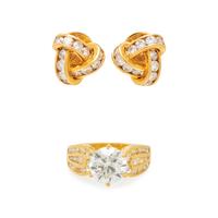 YELLOW GOLD AND DIAMOND JEWELRY SUITE